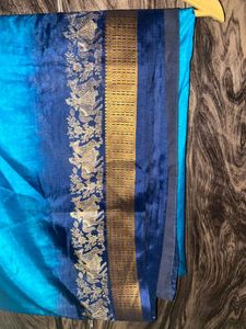 Blue Silk Saree Without Blouse