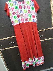 Women's Red Flared Ethnic Kurta |  Good Used Condi