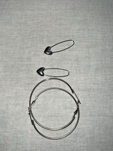 Heart Safety Pin Pair and hoops H&amp;M