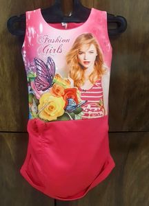 Hot Pink Partywear Frock For 7 To 11 Years Girls