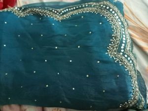 Stunning Teal handwork Embellished Saree