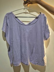 Purple Twisted V-Neck Top