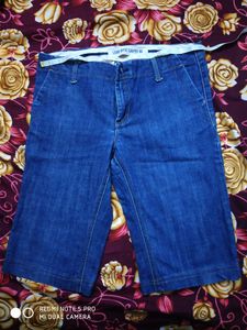 Denim Short Capri With Both Side Pockets