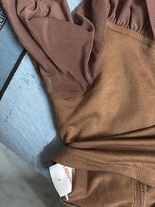 Brown Long Sleeve Ruched Top
