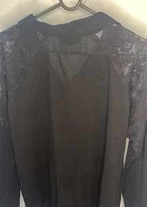 Black Shirt With Lace Detail