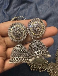Combo Oxidized Jhumka Earrings