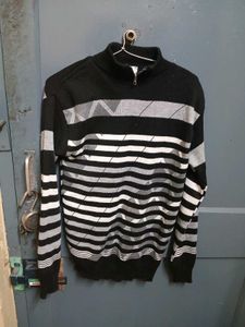 Striped Mock Neck Pullover