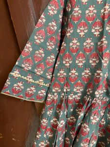 Green Printed Cotton Kurta sharara set