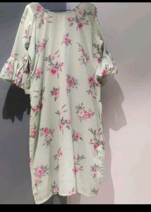 Pastel Floral Print Kurta with Bell Sleeves