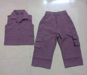 Purple Co-ord Set - Sleeveless Shirt &amp; Cargo Pants