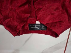 Elegant Red Silk Mandarin Collar Kurta
