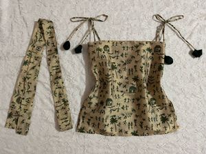 y2k Ethnic Print Camisole with Scarf