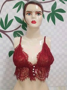 (200)Burgundy Lace Bralette Top
