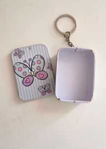 Cute Mini Keychain Box 2 and 1 Tin Bo