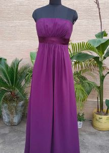 Elegant Purple Strapless Maxi Dress