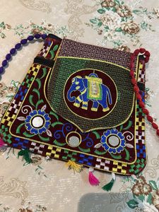 Boho Elephant Embroidered Sling Bag