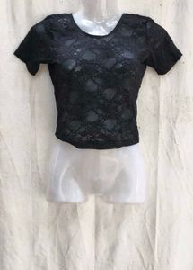 87209. Black Lace Crop Top