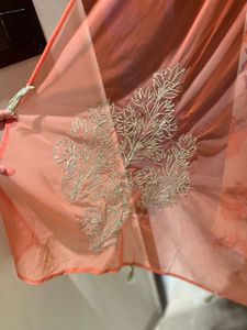 Floral Suit With Net Embroidered Dupatta