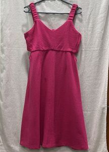 Fuchsia Textured Fit & Flare Dress
