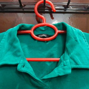 Emerald Green Cropped Polo Shirt