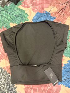 Backless black retro Crop Top