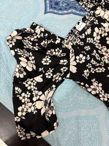 Black Floral Print Off-Shoulder Dress