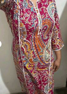 🌼Pink Paisley Cotton Print Kurta🌼