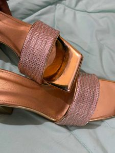 Sparkling Rose Gold Block Heels