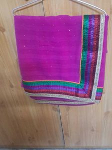 Vibrant Majenta Saree with Embellished Border