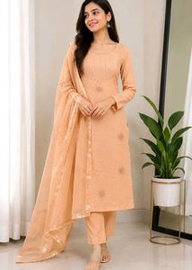 Peach suit material with Dupatta