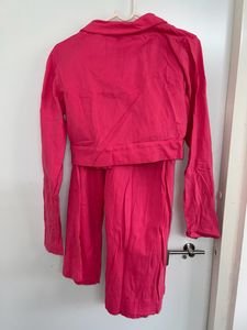 Yoonoy Women Pink Solid Coat &amp; Trouser