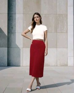 Shein Women's Maroon Midi Skirt