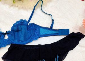 Blue Lace Bra &amp; Thong Set