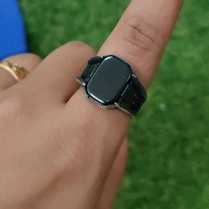 Black Octagon 925 Silver Ring For Men