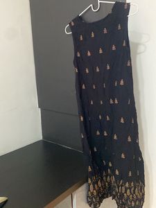 Elegant Black Kurta with Embellished Neckline