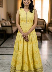 totally New 🆕 Elegant Yellow Embroidered Gown