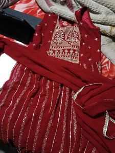 Maroon Embroidered Anarkali Suit