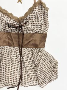 Vintage Gingham Lace Cami