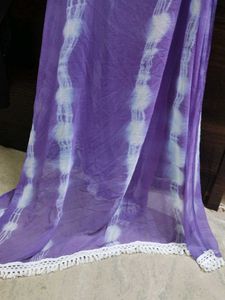 Purple Tie-Dye Dupatta with Lace