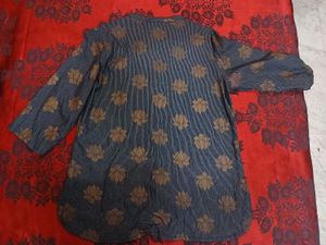 Charcoal Floral Print short Kurti
