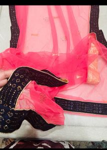 Blue Velvet Lehenga with Embellishments