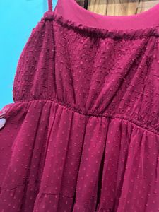 Maroon Tiered Midi Dress