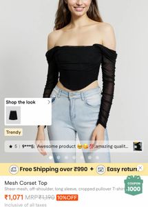 Savana black Chic Off-Shoulder Mesh Top size -XS