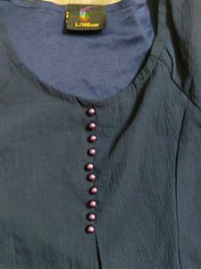 Navy Blue Bell Sleeve Top