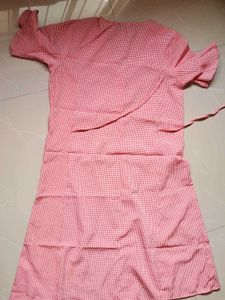 Red Gingham Dress Around Knee Length