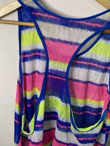 Vibrant Striped Swim Cover-Up Top