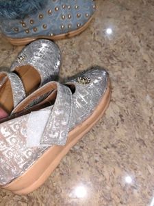 Girls Silver Ballerina Shoes