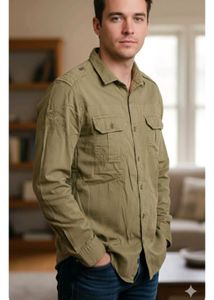 Men's Olive Green Casual Shirt