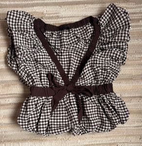 Cute Gingham Wrap Top
