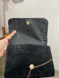 Elegant Beaded Black Clutch Bag